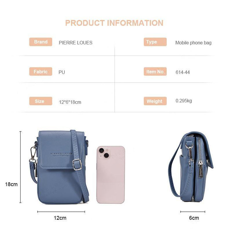 PIERRE LOUES PL614-44 PU Leather Women Crossbody Bag Phone Cosmetics Carrying Bag PIERRE LOUES PL614-44 PU Leather Women Crossbody Bag Phone Cosmetics Carrying Bag